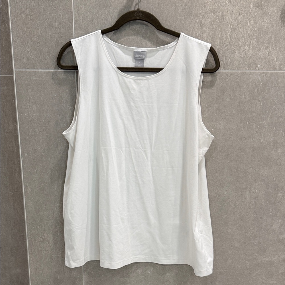 Chico's Microfiber High Neck Classic White Tank Top